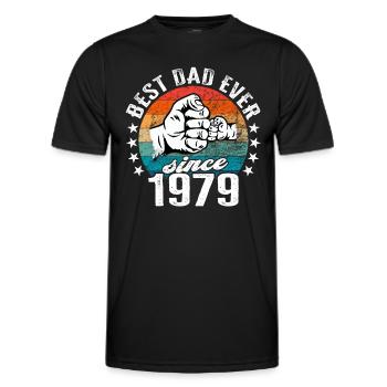 Best dad in the world since 1979 Father's Day - Men's Functional T-Shirt - black - Front - AI Model Male 178 dark (178cm)