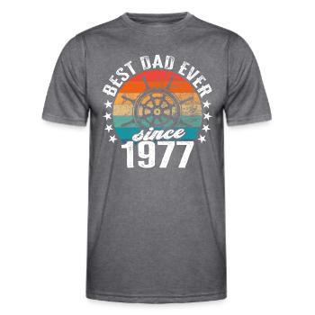 Bester Papa der Welt seit 1977 Kapitän - Männer Funktions-T-Shirt - dunkle Melange  - Vorne - AI Model Male 178 dark (178cm)