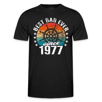 Best dad in the world since 1977 captain - Men's Functional T-Shirt - black - Front - AI Model Male 178 dark (178cm)