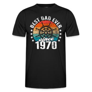Best dad in the world since 1970 captain - Men's Functional T-Shirt - black - Front - AI Model Male 178 dark (178cm)