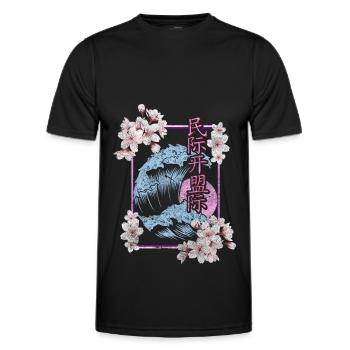 Cherry Blossom Asia Blossom Colorful - Men's Functional T-Shirt - black - Front - AI Model Male 178 dark (178cm)