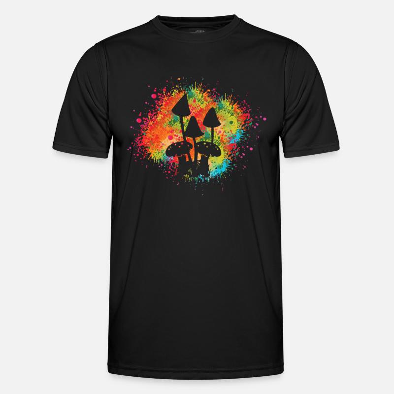 BUNTES FARBSPRITZER PILZ DESIGN - Männer Funktions-T-Shirt - Schwarz