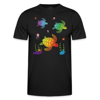 BUNTE MEERESSCHILDKRÖTEN - Männer Funktions-T-Shirt - Schwarz - Vorne - AI Model Male 178 dark (178cm)