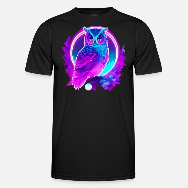 Eule Neon Moon Synthwave Männer Funktions-T-Shirt