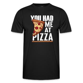 Du hattest mich bei Pizza - Männer Funktions-T-Shirt - Schwarz - Vorne - AI Model Male 178 dark (178cm)