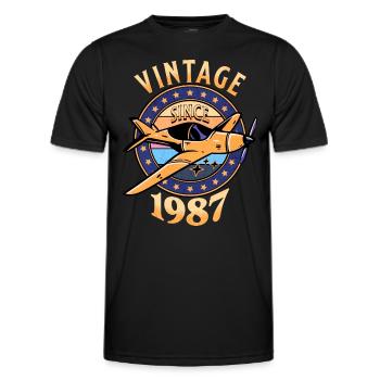 Vintage Aircraft 1987 35 Jahre Jubiläum - Männer Funktions-T-Shirt - Schwarz - Vorne - AI Model Male 178 dark (178cm)
