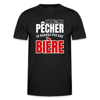 amenez-moi pêcher et donnez-moi une bière - T-shirt sport Homme - noir - Devant - AI Model Male 178 dark (178cm)