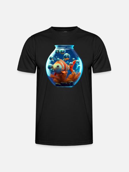 Goldfish in a fishbowl - Men's Functional T-Shirt - black