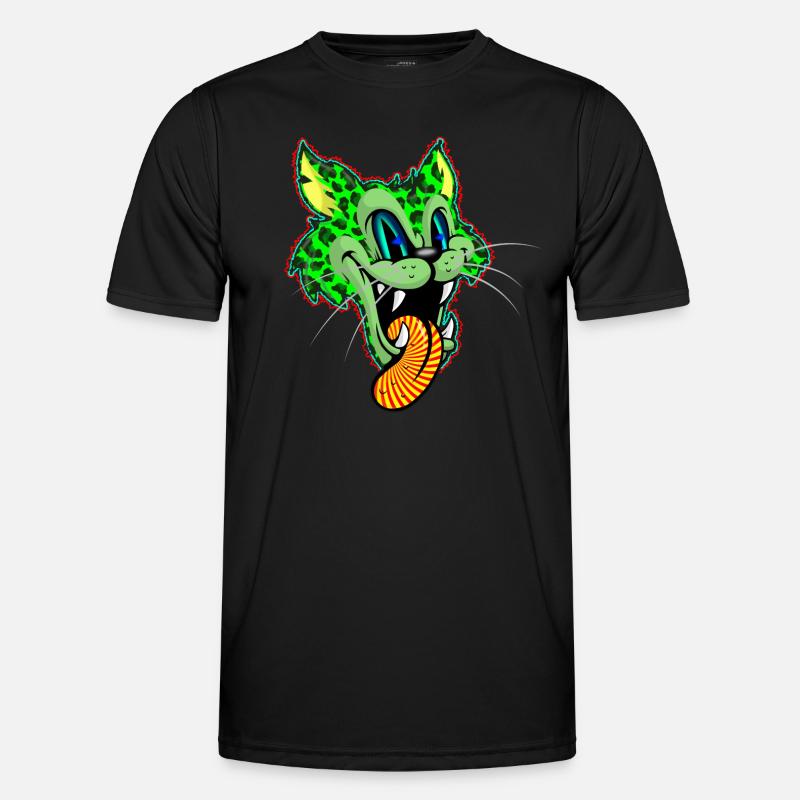 Leopard Green Comic Psychedelic - Men's Functional T-Shirt - black