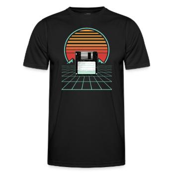 Floppy Disc Floppy Retro Sunset 80s 90s Outfit - Men's Functional T-Shirt - black - Front - AI Model Male 178 dark (178cm)