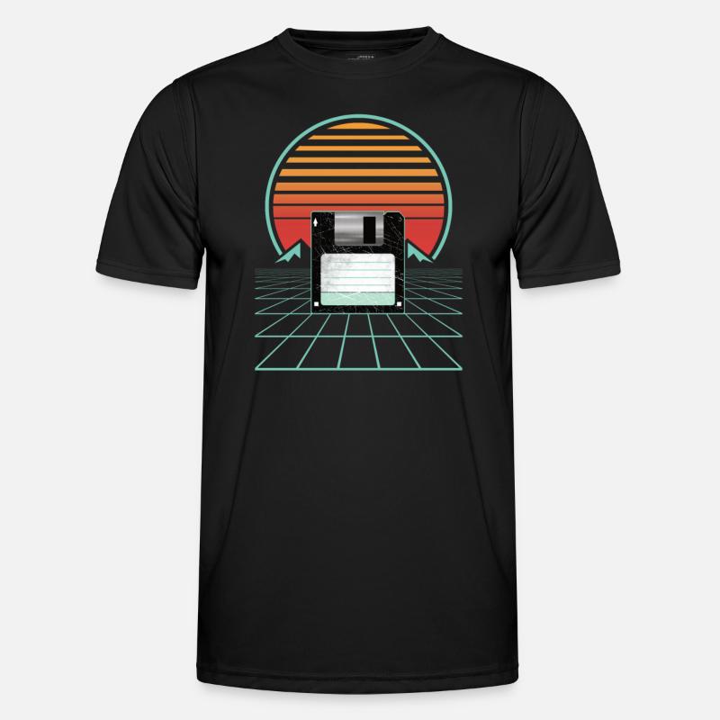 Floppy Disc Floppy Retro Sunset 80s 90s Outfit Men's Functional T-Shirt