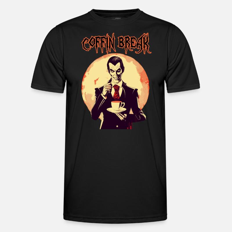 A vampire drinking coffee - Men's Functional T-Shirt - black