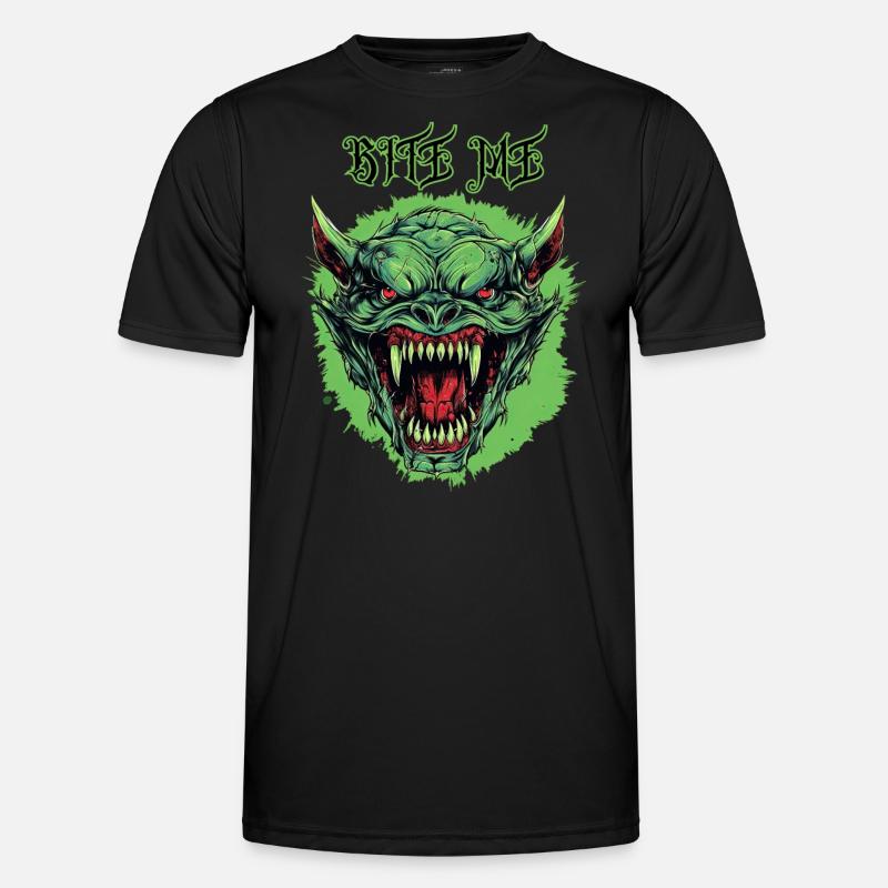 Demon Orc head, Bite Me - Men's Functional T-Shirt - black