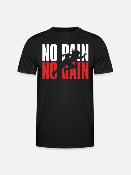No Pain No Gain - Männer Funktions-T-Shirt - Schwarz