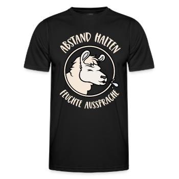 Abstand Halten Feuchte Aussprache Lama Spruch - Männer Funktions-T-Shirt - Schwarz - Vorne - AI Model Male 178 dark (178cm)