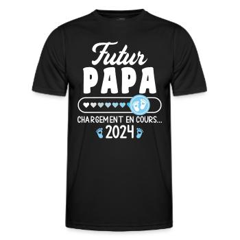 Dad to be 2024 Dad in Progress Pregnancy Announcement - Men's Functional T-Shirt - black - Front - AI Model Male 178 dark (178cm)