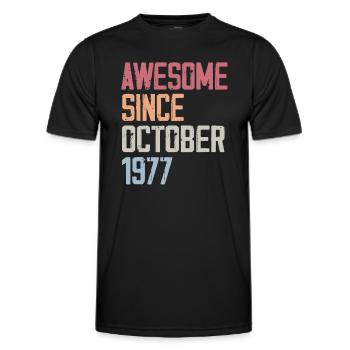 Bogosse geboren im Oktober 1977 - Fête d'anniversair - Männer Funktions-T-Shirt - Schwarz - Vorne - AI Model Male 178 dark (178cm)