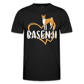 Dog Basenji Heart - Männer Funktions-T-Shirt - Schwarz - Vorne - AI Model Male 178 dark (178cm)