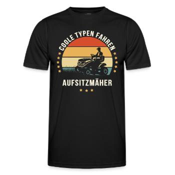 COOLE TYPEN FAHREN AUFSITZMÄHER - Männer Funktions-T-Shirt - Schwarz - Vorne - AI Model Male 178 dark (178cm)