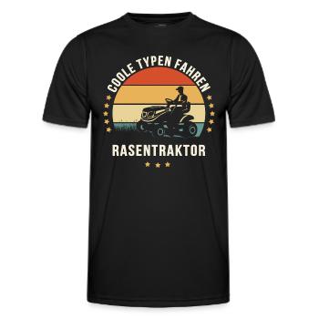 COOLE TYPEN FAHREN RASENTRAKTOR | Aufsitzmäher - Männer Funktions-T-Shirt - Schwarz - Vorne - AI Model Male 178 dark (178cm)