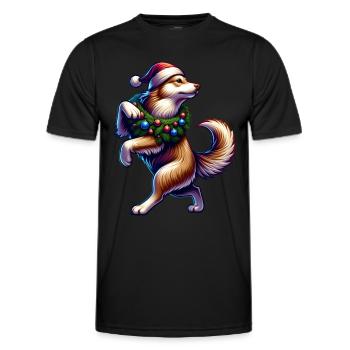Promenades amusantes de chiens de Noël - T-shirt sport Homme - noir - Devant - AI Model Male 178 dark (178cm)