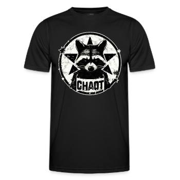 raton laveur, chaotique, anarchie, étoile, révolution - T-shirt sport Homme - noir - Devant - AI Model Male 178 dark (178cm)