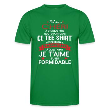 Mon chéri je t aime tu es formidable - T-shirt sport Homme - vert - Devant - AI Model Male 178 dark (178cm)