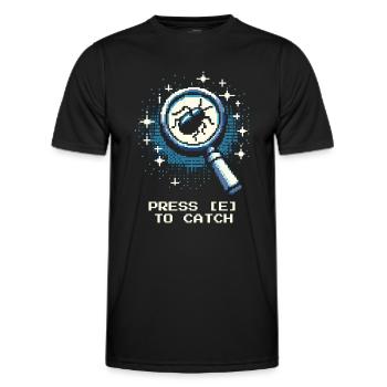 Catch Action Button Gaming Retro Pixel Entomology - Men's Functional T-Shirt - black - Front - AI Model Male 178 dark (178cm)