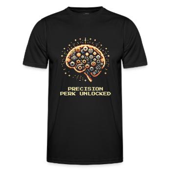 L’avantage Précision débloque le point de compétence Mécanique de précision - T-shirt sport Homme - noir - Devant - AI Model Male 178 dark (178cm)