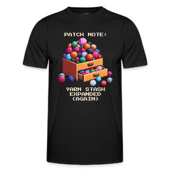Wollvorrat erweitert | Häkeln Handarbeit Garn DIY - Männer Funktions-T-Shirt - Schwarz - Vorne - AI Model Male 178 dark (178cm)