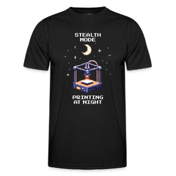 Stealth Mode: Night Printing | 3D Printing Print Bed - Men's Functional T-Shirt - black - Front - AI Model Male 178 dark (178cm)