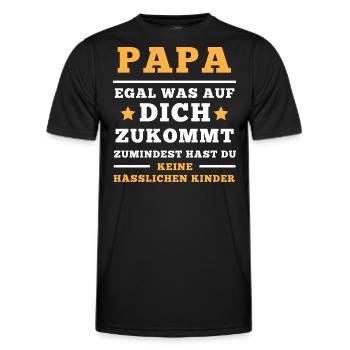Papa Vatertag Keine hässlichen Kinder Spruch - Männer Funktions-T-Shirt - Schwarz - Vorne - AI Model Male 178 dark (178cm)
