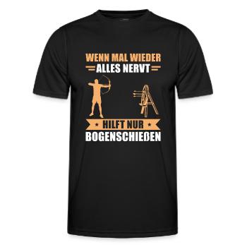 Wenn alles nervt Bogenschießen - Männer Funktions-T-Shirt - Schwarz - Vorne - AI Model Male 178 dark (178cm)