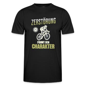 Zerstörung formt den Charakter - Rennradfahrer - Männer Funktions-T-Shirt - Schwarz - Vorne - AI Model Male 178 dark (178cm)