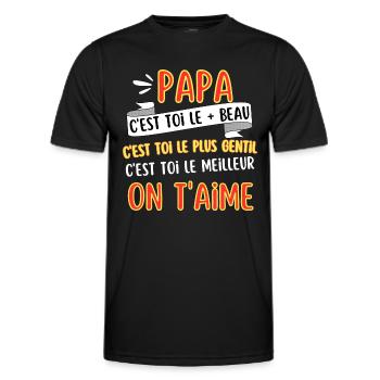 T-shirt Cadeau Noel Papa On T aime - T-shirt sport Homme - noir - Devant - AI Model Male 178 dark (178cm)