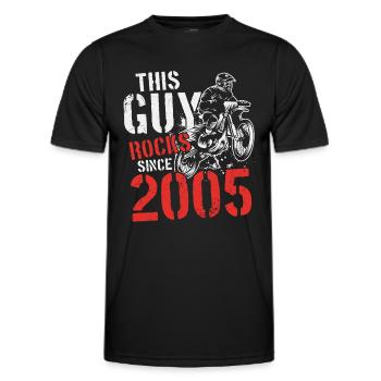 2005 Vintage Cadeau d’anniversaire Motocross - T-shirt sport Homme - noir - Devant - AI Model Male 178 dark (178cm)