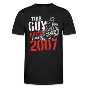 2007 Vintage Cadeau d’anniversaire Motocross - T-shirt sport Homme - noir - Devant - AI Model Male 178 dark (178cm)
