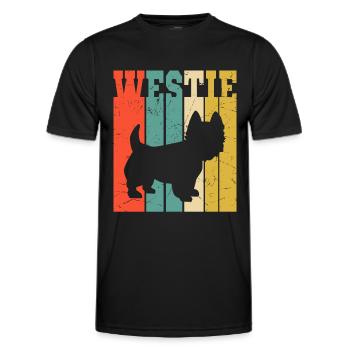 West Highland White Terrier retro gift - Men's Functional T-Shirt - black - Front - AI Model Male 178 dark (178cm)