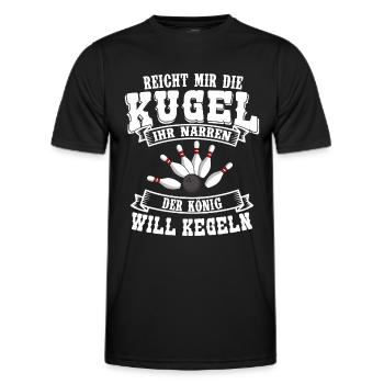 Der König will Kegeln lustiger Kegler Spruch - Männer Funktions-T-Shirt - Schwarz - Vorne - AI Model Male 178 dark (178cm)