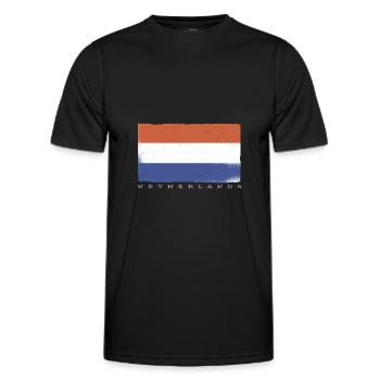 Netherlands Flag Pays-Bas Masque visage drapeau - T-shirt sport Homme - noir - Devant - AI Model Male 178 dark (178cm)
