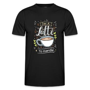 Drôle de latte Macchiato Amoureux du café Sarcasmes - T-shirt sport Homme - noir - Devant - AI Model Male 178 dark (178cm)