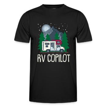 Motorhome Copilot for Caravan and Camping Fans - Men's Functional T-Shirt - black - Front - AI Model Male 178 dark (178cm)