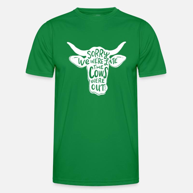 Sorry, dass wir spät dran sind die Kühe waren Männer Funktions-T-Shirt