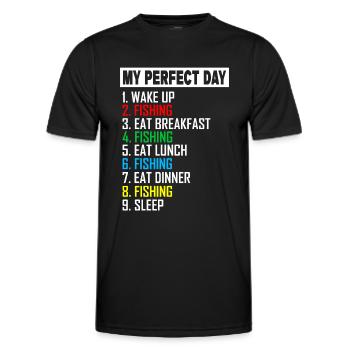 My Perfect Day Fishing Angler Geschenk Angeln - Männer Funktions-T-Shirt - Schwarz - Vorne - AI Model Male 178 dark (178cm)
