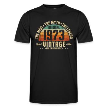 1973 Vintage Born Man Myth Legend - T-shirt sport Homme - noir - Devant - AI Model Male 178 dark (178cm)