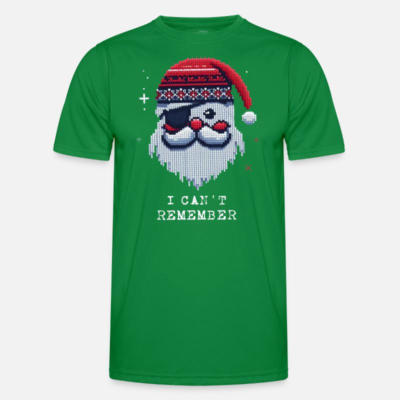 Santa Claus with Eye Patch Knitting Pattern Men's Functional T-Shirt