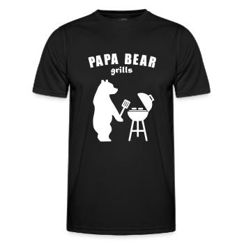 Daddy Cricket Father's Day Birthday BBQ Party Bear - Men's Functional T-Shirt - black - Front - AI Model Male 178 dark (178cm)