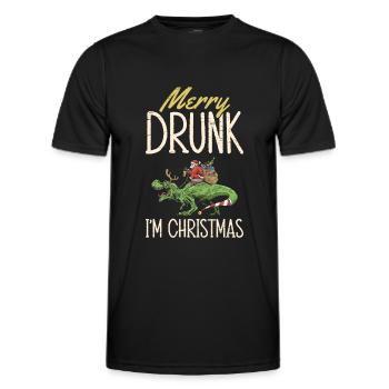 Joyeux ivrogne Je suis Noël Père Noël Rennes - T-shirt sport Homme - noir - Devant - AI Model Male 178 dark (178cm)