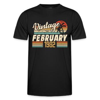 Jahrgang Geboren Februar 1982 Geschenk zum 42. Geburtstag - Männer Funktions-T-Shirt - Schwarz - Vorne - AI Model Male 178 dark (178cm)