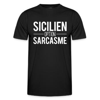 Cadeau sicilien option sarcasme sicile humour - T-shirt sport Homme - noir - Devant - AI Model Male 178 dark (178cm)
